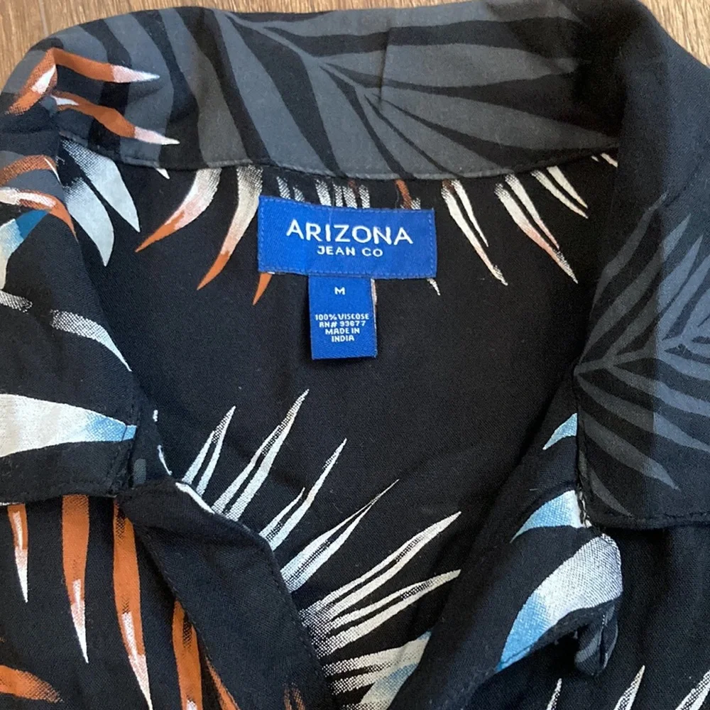 Arizona Company Men's Black Tropical Print Shirt - Picture 2 of 2